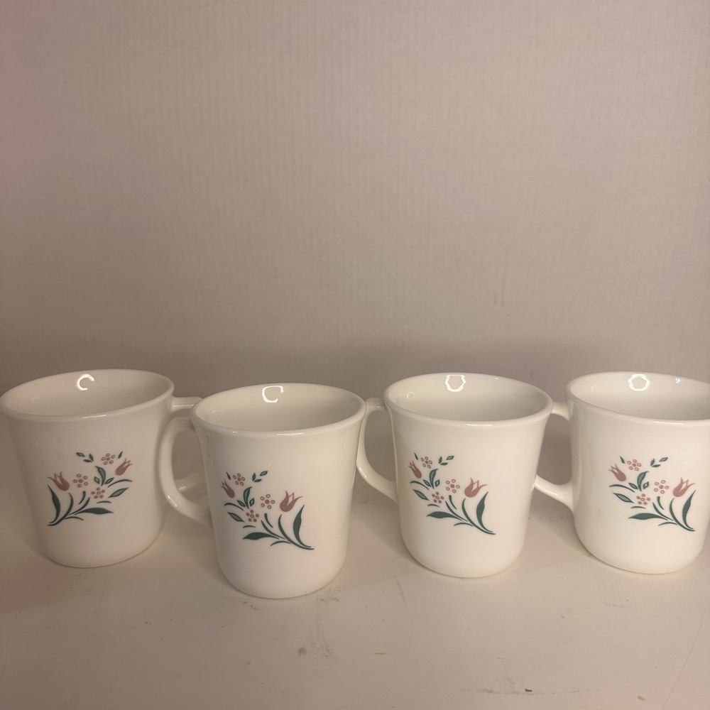 Set of 4 CORNING CORELLE ROSEMARIE 3 1/2" Mugs (JM2) Tulip